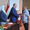 النجيفي يكرم لاعبي منتخبي العراق العسكري والشبابي الكرويين بثلاثة ملايين دينار 